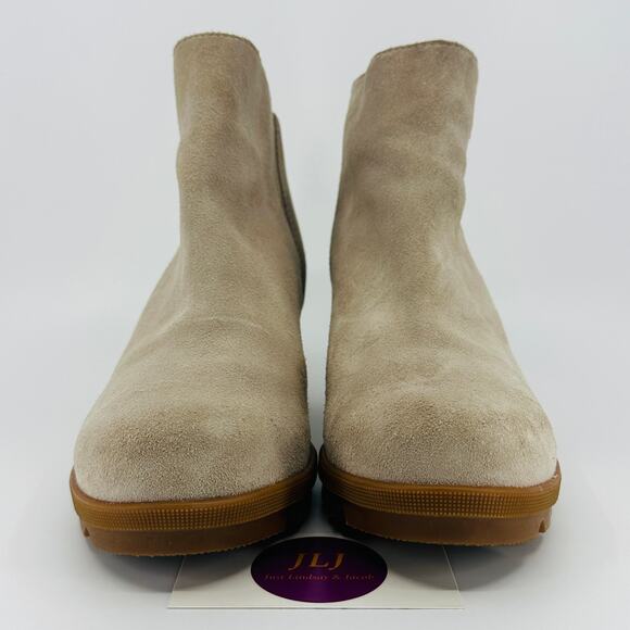 Sorel Womens Joan Of Arctic Wedge II Zip Soft Taupe Suede Ankle Booties Size 8.5 - Picture 2 of 11